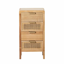 BigBuy Home Table de Nuit HONEY Naturel Bois de paulownia Bois MDF 40 x 30 x 77,5 cm