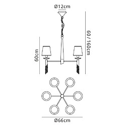 Luminaire Center Suspension Tiffany 6+6 Ampoules E14+G9, laiton antique avec Abat jour bronzes & cristal transaparent