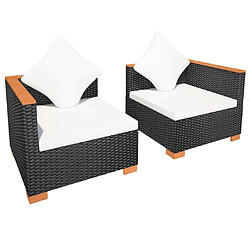 Maison Chic Canapé de jardin | Canapé d'extérieur | Fauteuil terrasse Résine tressée Noir -MN25063 pas cher