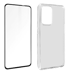 Avizar Coque Oppo A94 5G Silicone Souple Verre Trempé 9H Transparent Noir