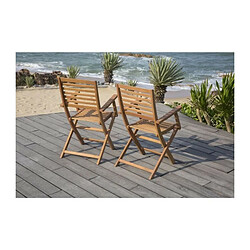 Avis Lot de 2 fauteuils pliantes de jardin en eucalyptus FSC - 57,5x56x90cm