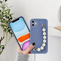 Universal Compatible pour le boîtier iPhone 11 (6,1 pouces), Bling Luxury Fashion Perle paillettes avec bracelet de bracelet de perle en or pas cher