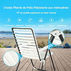 Acheter Helloshop26 Chaise de jardin pliante en pp avec dossier réglable à 7 niveaux fauteuil d’extérieur avec cadre métal pour plage piscine blanc 20_0005121