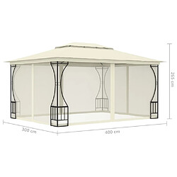 Maison Chic Tonnelle | Pergola avec moustiquaire 300x400x265 cm Crème -GKD52637 pas cher