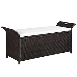 Maison Chic Banc de jardin | Banquette de jardin | Chaise Relax avec coussin 138 cm Résine tressée Marron -MN50024