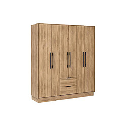 Vente-Unique Armoire 6 portes et 2 tiroirs - L162 cm - Coloris : Naturel - FEOVA