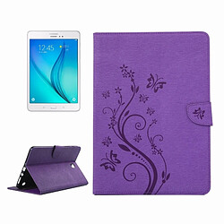 Wewoo Housse Étui Violet pour Samsung Galaxy Tab A 8.0 / T350 fleurs pressées motif de papillon flip horizontal en cuir PU avec boucle magnétique et titulaire fentes cartes porte-monnaie