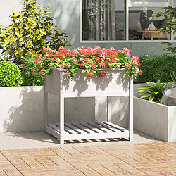 vidaXL Jardinière avec étagère Blanc 82,5x82,5x81cm Bois massif de pin