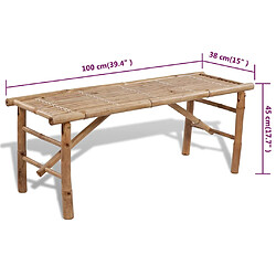 vidaXL Table de brasserie avec 2 bancs 100 cm Bambou pas cher