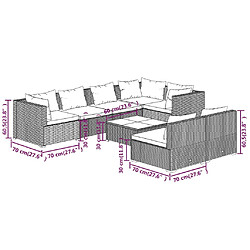 vidaXL Salon de jardin 8 pcs avec coussins Gris Résine tressée pas cher