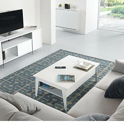 Inside 75 Table basse relevable blanc mat BRIGHTON avec piétement blanc 110x70cm