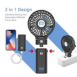 Acheter Ventilateur Portatif HandFan Ventilateur à Piles Rechargeable avec Batterie Externe 5200mAh Ventilateur de Bureau Pliable Mini Ventilateur Personnel Électrique USB pour le Bureau à La Maison