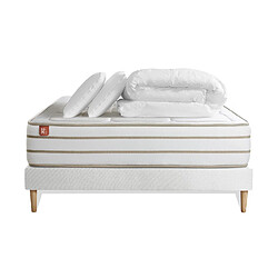 Marmottes & Co Pack prêt à dormir matelas LE DOUILLET 160x200cm Mémoire de forme BioVisco + sommier Blanc