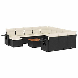 Maison Chic Salon de jardin avec coussins 13 pcs, Ensemble Tables et chaises de jardin, noir résine tressée -GKD351888