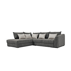 Courtois Laville Canapé d'angle gauche 5 places convertible tissu gris - Elbe