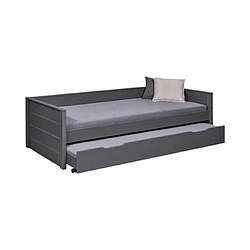 Mes Lit banquette avec tiroir 90x200 cm en pin gris foncé - CHAMBERY