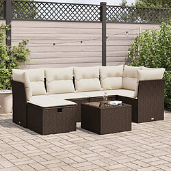 vidaXL Salon de jardin avec coussins 7 pcs marron résine tressée