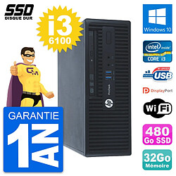 PC HP ProDesk 400 G3 SFF Intel Core i3-6100 RAM 32Go SSD 480Go Windows 10 Wifi - Occasion