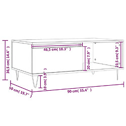 vidaXL Table basse Chêne sonoma 90x50x36,5 cm Bois d'ingénierie pas cher