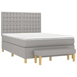 Avis Maison Chic Lit Adulte - Lit simple Lit à sommier tapissier avec matelas moelleux - Meuble de Chambre - Gris clair 140x200cm Tissu -MN44136