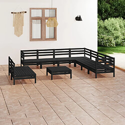 Maison Chic Salon de jardin 10 pcs - Table et chaises d'extérieur - Mobilier/Meubles de jardin Moderne Bois de pin massif Noir -MN93105