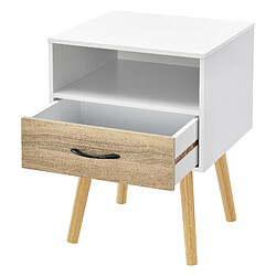 Helloshop26 Table de chevet de nuit commode à tiroir meuble ba avec rangement 57 cm blanc 03_0006228