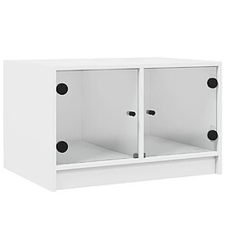 Maison Chic Table basse pour salon | Table à café avec portes en verre blanc 68x50x42 cm -GKD34365