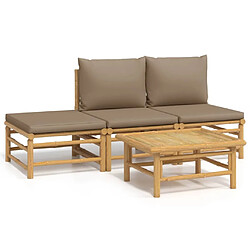 Maison Chic Salon de jardin 4 pcs + coussins - Mobilier/Meubles de jardin - Table et chaises d'extérieur taupe bambou -MN84238