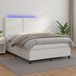 Sommier à lattes et LED,Cadre à lattes de lit avec matelas pour Adulte Blanc 140x190 cm -MN39942