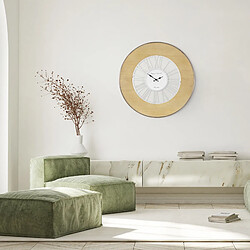 WOMO-DESIGN | Grande Horloge Murale XXL Alfheim Ronde Ø85 cm Blanc-Nature, en Bois-Métal, Style Vintage, Décoration Rétro, Chiffres Romains, Mouvement Silencieux, pour Salon Cuisine Salle à Manger pas cher