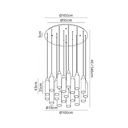 Luminaire Center Suspension 21 ampoules Chrome noir,poli