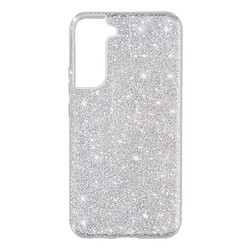 Avizar Coque Samsung Galaxy S22 Paillette Feuille Amovible Silicone Semi-rigide Argenté