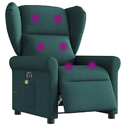 vidaXL Fauteuil de massage inclinable électrique Vert foncé Tissu