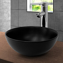 Lavabo avec vidage sans trop-plein Ø 32x13,5 cm noir en céramique ML-Design