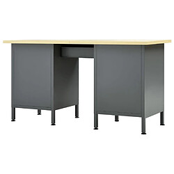 Avis Helloshop26 Etabli noir 160 cm avec tiroirs acier table de travail bricolage outils gris noir 02_0003679