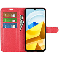 Etui en PU texture litchi, anti-écaillage avec support pour votre Xiaomi Poco M5 4G - rouge