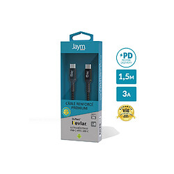 Avis Jaym - Cable Premium 1,50 m - USB-C vers USB-C - Charge rapide 3A Power Delivery - Garanti à Vie - Ultra renforcé - Longueur 1,5 mètres