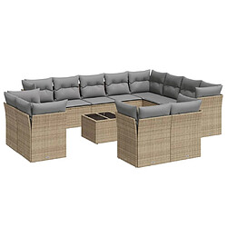 Maison Chic Salon de jardin avec coussins 13 pcs | Ensemble de Table et chaises | Mobilier d'Extérieur beige résine tressée -GKD38889