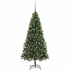 vidaXL Arbre de Noël artificiel pré-éclairé et boules vert 210 cm