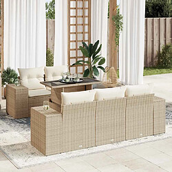 vidaXL Salon de jardin avec coussins 6 pcs beige résine tressée