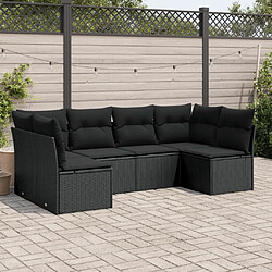 Maison Chic Salon de jardin 6 pcs avec coussins | Ensemble de Table et chaises | Mobilier d'Extérieur noir résine tressée -GKD48531