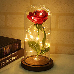 Rose Éternelle sous Cloche Rouge Rose Blanche LED Anniversaire Fête Déco Lampe