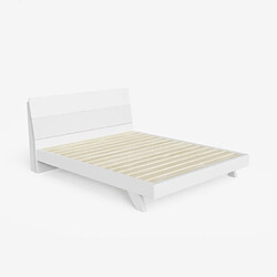 Avis Llb Lit double design moderne en bois tête de lit 160x200cm avec sommier et lattes Landeck King, Couleur: Blanc