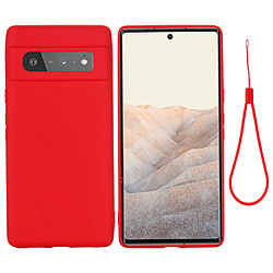 Coque en silicone, antichoc avec sangle rouge pour votre Google Pixel 6 Pro