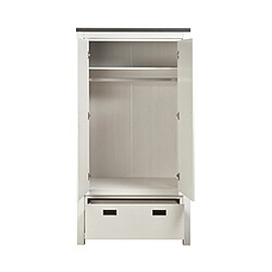 Avis Mes Armoire 2 portes 1 tiroir 98x55x180 cm décor bois blanc et noir