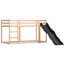 Vidaxl Lit superposé avec toboggan et rideaux rose 90x190 cm pas cher