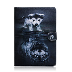 Etui en PU impression de motifs réflexion de chien et de loup pour votre Samsung Galaxy Tab S6 Lite SM-P610/P615