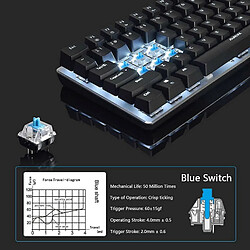 Chrono Clavier mécanique AK33 - Rétroéclairé - Clavier USB Filaire - Commutateurs Bleus - pour Bureau, dactylographie et Jeux (Interrupteur Bleu)(Noir)