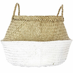 Atmosphera, Createur D'Interieur Panier en osier avec 2 anses - Diam. 43,5 cm - Beige et blanc