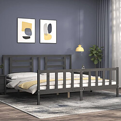 Avis Maison Chic Lit adulte - Cadre Structure de lit avec tête de lit Contemporain gris 200x200 cm bois massif -MN24402